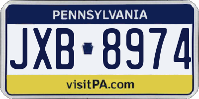PA license plate JXB8974