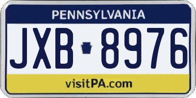 PA license plate JXB8976