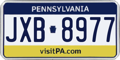 PA license plate JXB8977