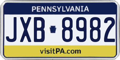 PA license plate JXB8982