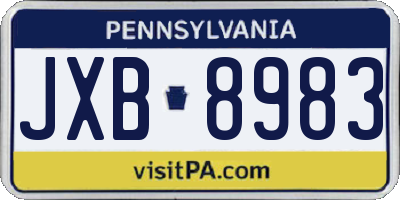 PA license plate JXB8983