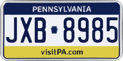 PA license plate JXB8985