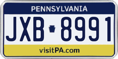 PA license plate JXB8991