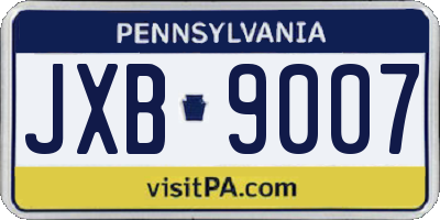 PA license plate JXB9007