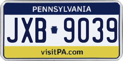 PA license plate JXB9039