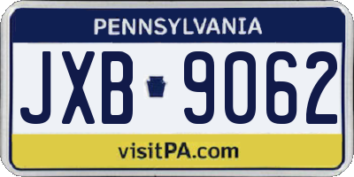 PA license plate JXB9062