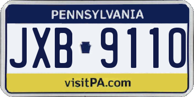 PA license plate JXB9110