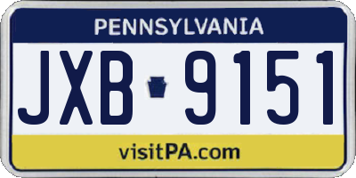 PA license plate JXB9151