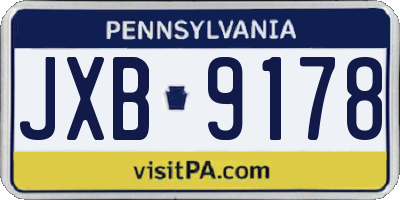 PA license plate JXB9178