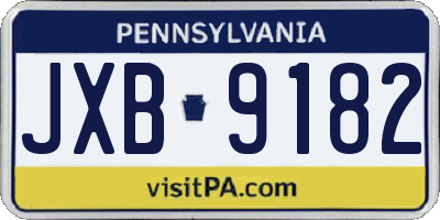 PA license plate JXB9182