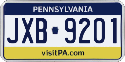 PA license plate JXB9201