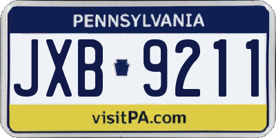 PA license plate JXB9211
