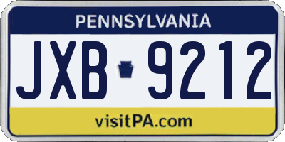 PA license plate JXB9212