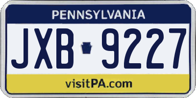 PA license plate JXB9227