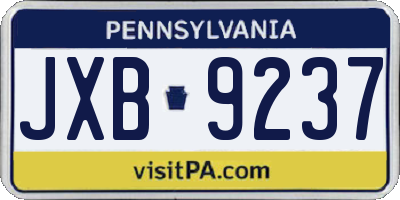 PA license plate JXB9237