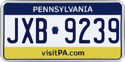 PA license plate JXB9239