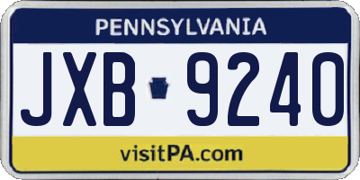 PA license plate JXB9240