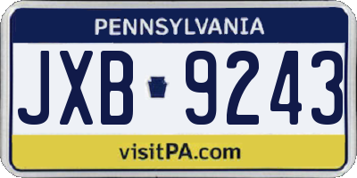 PA license plate JXB9243