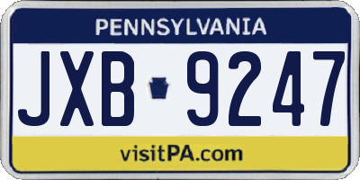 PA license plate JXB9247