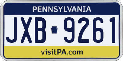 PA license plate JXB9261