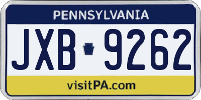 PA license plate JXB9262