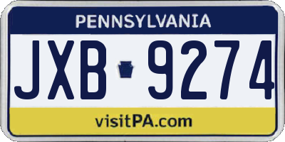 PA license plate JXB9274