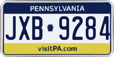 PA license plate JXB9284