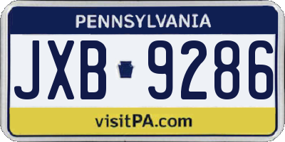 PA license plate JXB9286