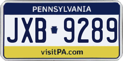 PA license plate JXB9289