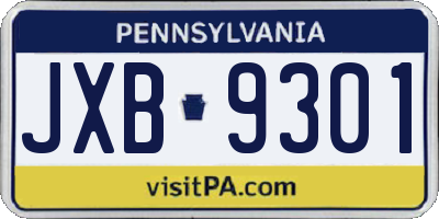 PA license plate JXB9301