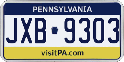 PA license plate JXB9303