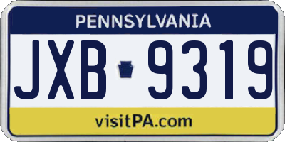 PA license plate JXB9319