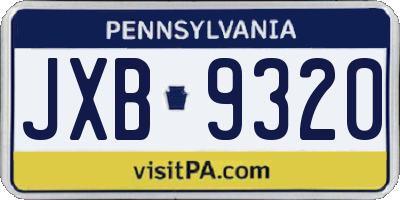 PA license plate JXB9320