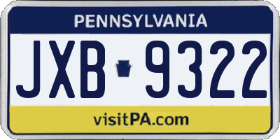 PA license plate JXB9322