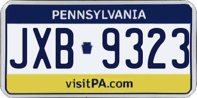 PA license plate JXB9323