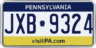 PA license plate JXB9324
