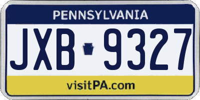PA license plate JXB9327