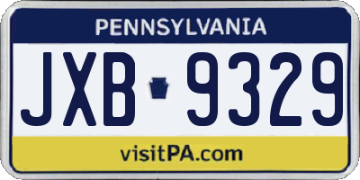 PA license plate JXB9329