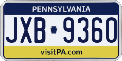 PA license plate JXB9360