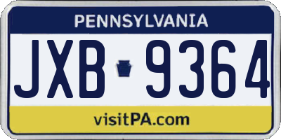 PA license plate JXB9364
