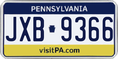 PA license plate JXB9366