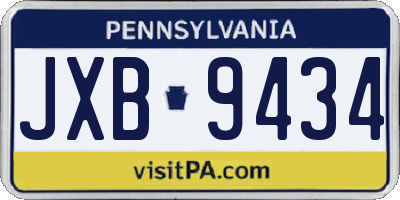 PA license plate JXB9434