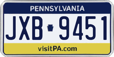PA license plate JXB9451
