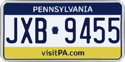 PA license plate JXB9455