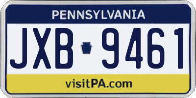 PA license plate JXB9461