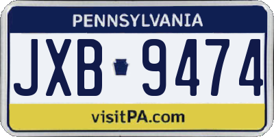 PA license plate JXB9474