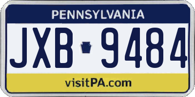 PA license plate JXB9484