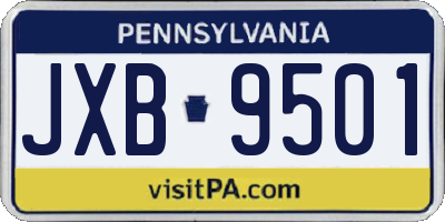 PA license plate JXB9501