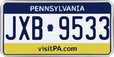 PA license plate JXB9533