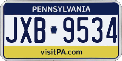 PA license plate JXB9534